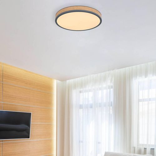 LED-Deckenlampe Doro, Ø 45 cm, grafit/holz dunkel, Holz, CCT