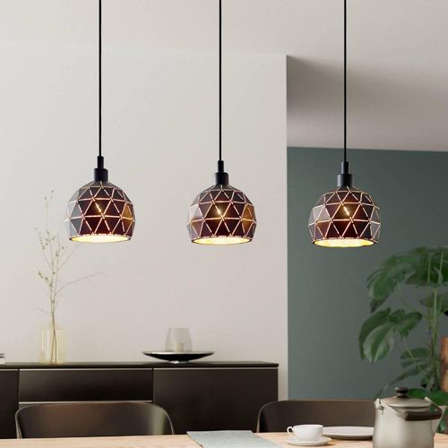 Hängelampe Roccaforte, schwarz/gold, Metall, 75 cm lang, E14