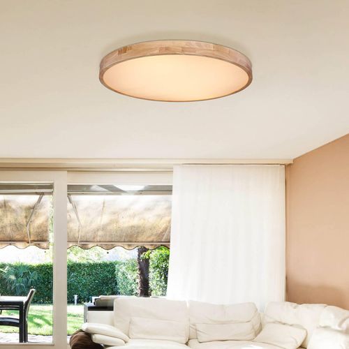 LED-Deckenlampe Rainer, Ø 80 cm, Holzoptik, Metall, CCT