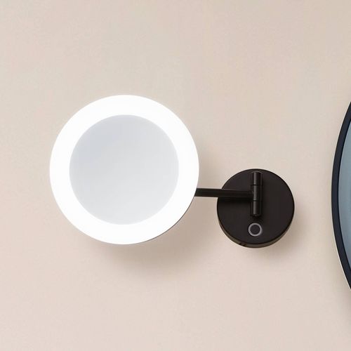 Lucande LED-Kosmetikspiegel Fyria, schwarz, Stahl, CCT
