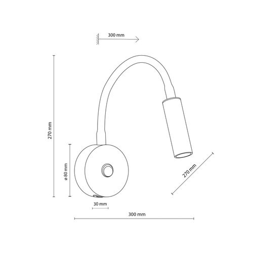 Wandlampe Lagos USB, 27 cm, schwarz, Leselampe, G9