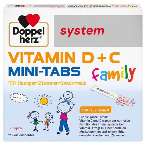 DOPPELHERZ Vitamin D+C Mini-Tabs family system 20 St