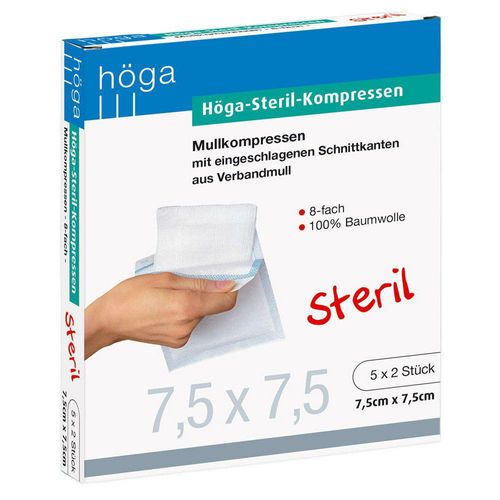 HÖGA-KOMPRESSEN 7,5x7,5 cm steril 8fach 5X2 St