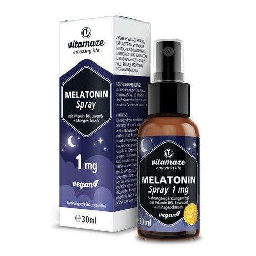 MELATONIN 1 mg hochdosiert vegan Spray 30 ml