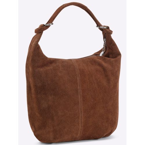 Beuteltasche HEINE, Damen, Gr. B/H/T: 39cm x 49cm x 2cm, braun (cognac), Leder, unifarben, Taschen