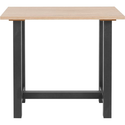 Bartisch MÄUSBACHER, schwarz (schwarzstahl, eichefarben sägerau, schwarzstahl), B:140cm H:105cm T:70cm, Tische, Bartisch, Gestell in U-Form (Breite 120, 140 oder 160 cm)