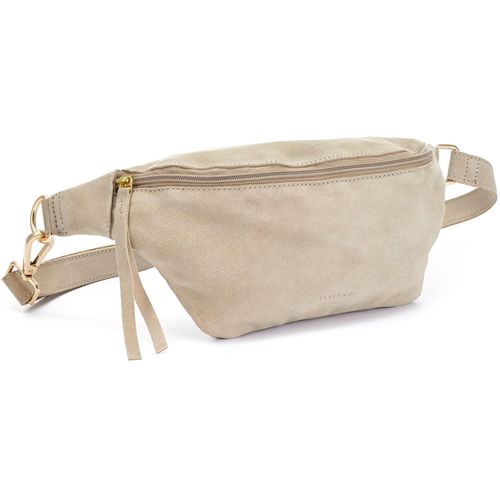 Bauchtasche ELBSAND, Damen, Gr. B/H/T: 26cm x 12cm x 7cm, beige (sand), Veloursleder, unifarben, Taschen, aus Leder, Umhängetasche, Brusttasche, Schultertasche, Crossbody Bag