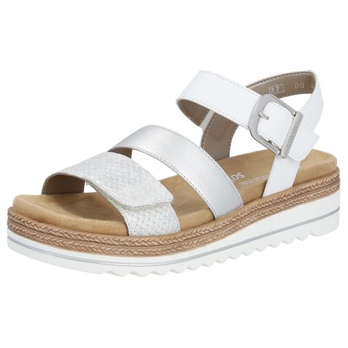 Keilsandalette REMONTE, Damen, Gr. 38, bunt (silberfarben, weiß), Lederimitat, casual, Schuhe, Keilabsatz, Sommerschuh, Sandale in veganer Verarbeitung