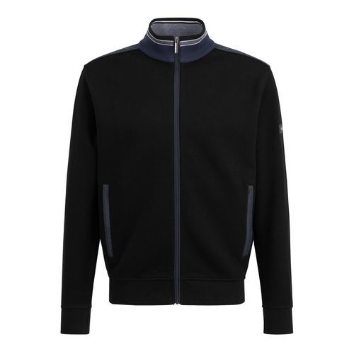 Sweatjacke BUGATTI, Herren, Gr. 3XL, 290, schwarz, Sweatware, 90% Baumwolle, 10% Polyester, unifarben, casual, regular fit, ohne Ausschnitt, Langarm Rippbündchen, Sweatjacken, mit Stehkragen