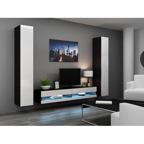 Cama RTVVIGO180N c/b, Schwarz, Partikelbord, Schwarz, Partikelbord, 2 Regale, Laminat