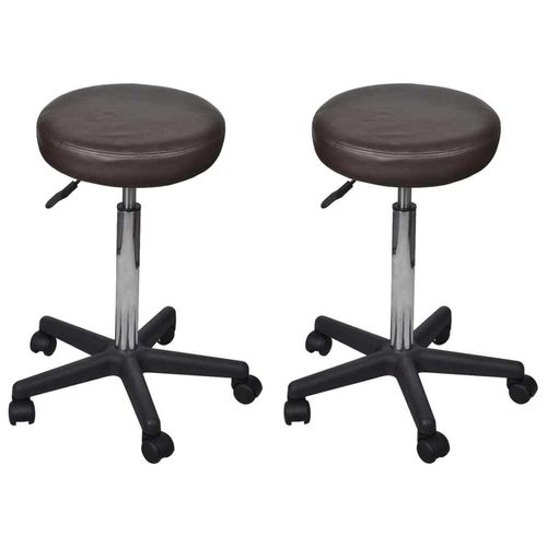 vidaXL Bürohocker 2 Stk. Braun 35,5x84 cm Kunstleder - Bürostuhl - Bürostühle - Bürohocker - Rollhocker