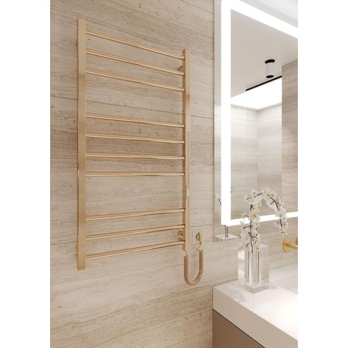 ELNA Badheizkörper Elektrisch Heizkörper Handtuchheizkörper Gold PVD Edelstahl 147W 101x53 cm mit Thermostat