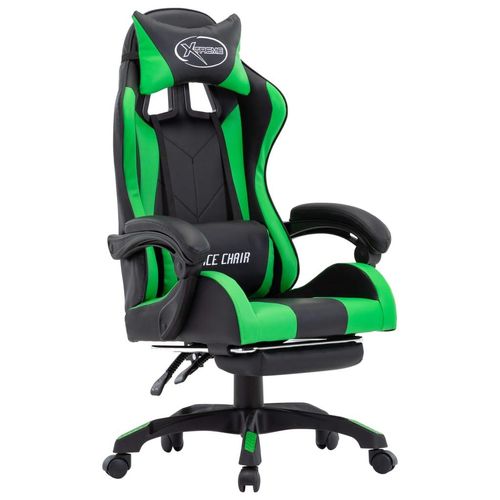Gaming-Stuhl Mit Fußstütze Kunstleder | Farbe: Grün und Schwarz