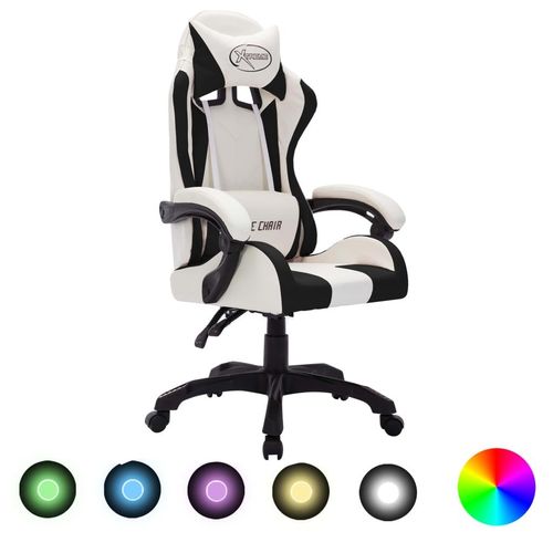 Gaming-Stuhl Mit Rgb Led-Leuchten Kunstleder | Farbe: Weiß | Modell: Ohne Fußablage