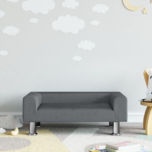 Kindersofa 70X45X26,5 Cm Samt | Farbe: Dunkelgrau | Größe: 70 x 45 x 26.5 cm