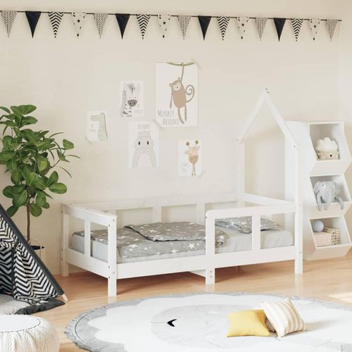 Kinderbett Massivholz Kiefer | Farbe: Weiß | Größe: 70 x 140 cm