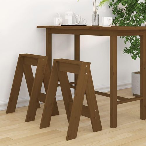 Hocker 2 Stk. Massivholz Kiefer | Farbe: Honigbraun | Größe: 40 x 40 x 60 cm
