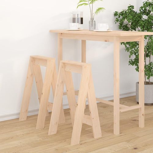 Hocker 2 Stk. Massivholz Kiefer | Farbe: Natur | Größe: 40 x 40 x 75 cm