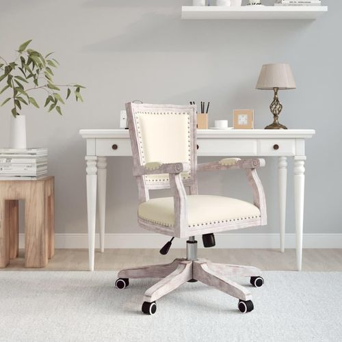 Bürostuhl Drehbar Dunkel Stoff | Farbe: Beige