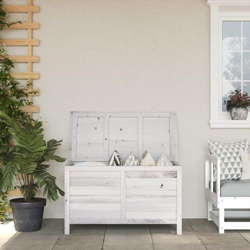 Gartentruhe 50X49X56,5 Cm Massivholz Tanne | Farbe: Weiß | Größe: 99 x 49.5 x 58.5 cm