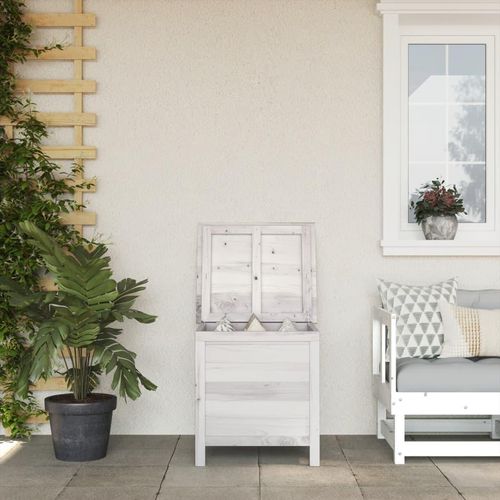 Gartentruhe 50X49X56,5 Cm Massivholz Tanne | Farbe: Weiß | Größe: 50 x 49 x 56.5 cm