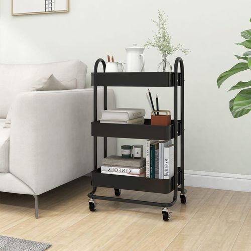 3-Etagen-Wagen 43X34X79 Cm Stahl | Farbe: Schwarz