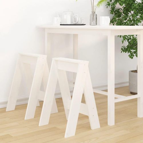 Hocker 2 Stk. Massivholz Kiefer | Farbe: Weiß | Größe: 40 x 40 x 60 cm