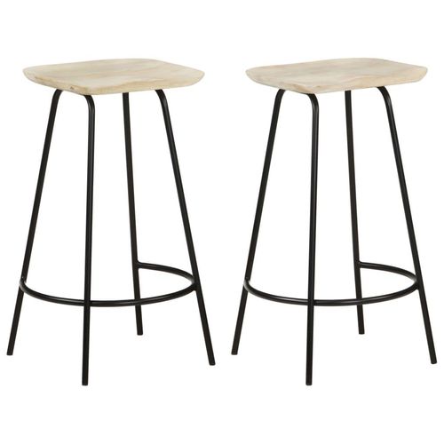 Barhocker 4 Stk. Mango Massivholz | Anzahl im Paket: 2 | Farbe: Schwarz