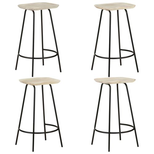 Barhocker 4 Stk. Mango Massivholz | Anzahl im Paket: 4 | Farbe: Schwarz