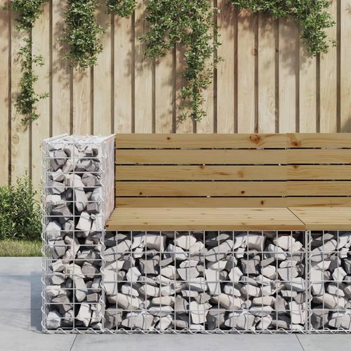 Gartenbank Aus Gabionen 122X71X65,5 Cm Massivholz Kiefer | Farbe: Dunkelbraun | Größe: 92 x 71 x 65.5 cm