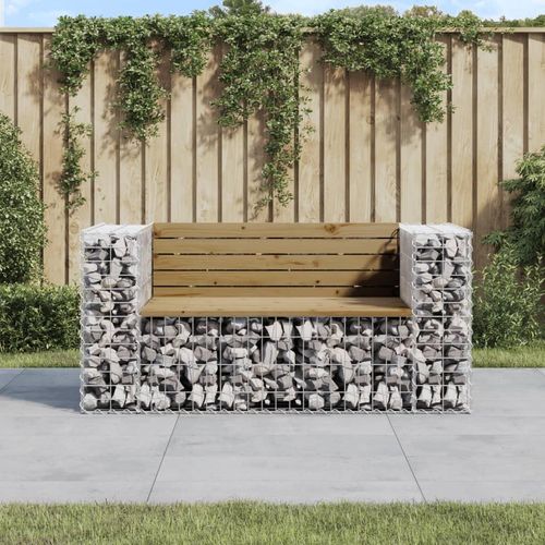 Gartenbank Aus Gabionen 122X71X65,5 Cm Massivholz Kiefer | Farbe: Dunkelbraun | Größe: 143 x 71 x 65.5 cm