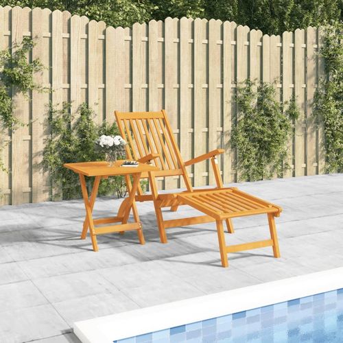 Gartenliegen Mit Fußteil Und Tisch Massivholz Akazie | Modell: Sessel + Tisch