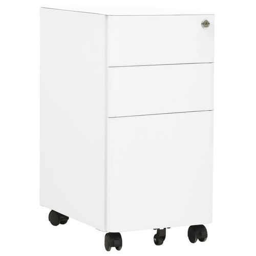 Aktenschrank Mit Rollen 30X45X59 Cm Stahl | Farbe: Weiß