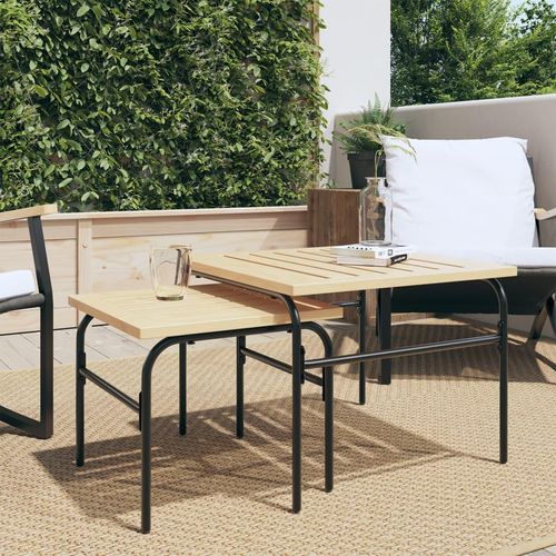 Outdoor-Satztische 2 Stk. Braun Und Schwarz Stahl