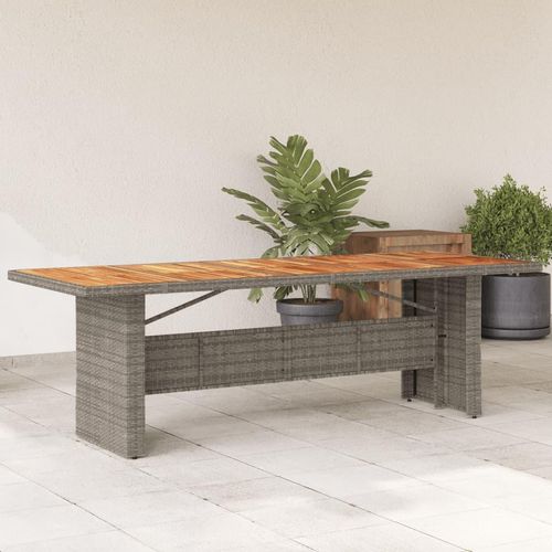 Gartentisch Mit Nholz-Platte 240X90X75Cm Poly Rattan | Farbe: Grau | Material: Akazie