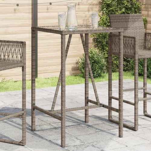 Garten-Bartisch Poly Rattan | Farbe: Grau | Größe: 70 x 70 x 110 cm