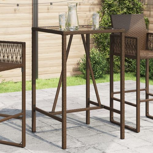 Garten-Bartisch Poly Rattan | Farbe: Braun | Größe: 70 x 70 x 110 cm