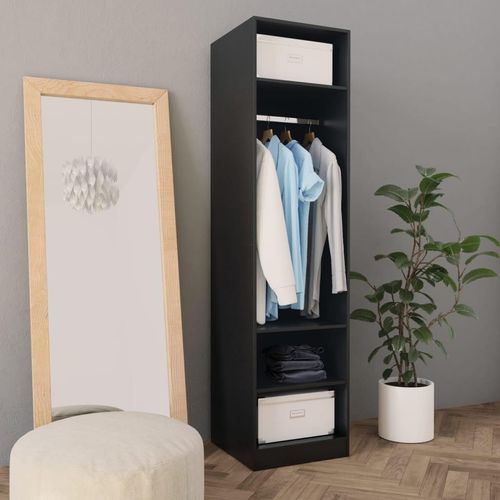 Kleiderschrank Holzwerkstoff Schwarz | Größe: 50 x 50 x 200 cm | Menge: 3 Einlegeböden