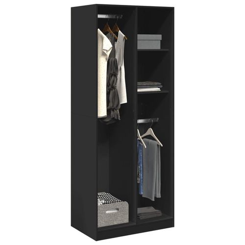 Kleiderschrank Holzwerkstoff Schwarz | Größe: 80 x 50 x 200 cm | Menge: 2 Böden