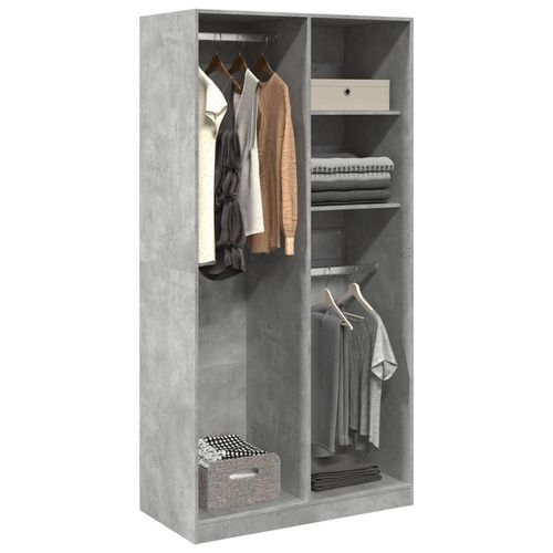 Kleiderschrank Holzwerkstoff Betongrau | Größe: 100 x 50 x 200 cm | Menge: 2 Böden