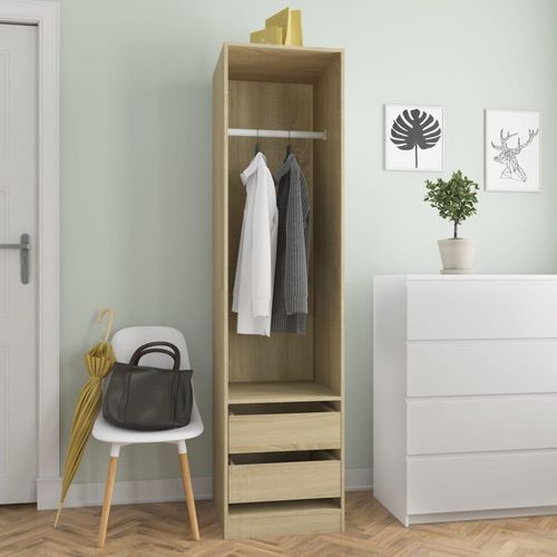 Kleiderschrank Sonoma-Eiche Holzwerkstoff Sonoma Eiche | Größe: 50 x 50 x 200 cm | Menge: 2 Schubladen