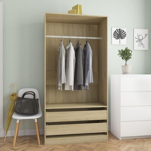 Kleiderschrank Sonoma-Eiche Holzwerkstoff Sonoma Eiche | Größe: 100 x 50 x 200 cm | Menge: 2 Schubladen