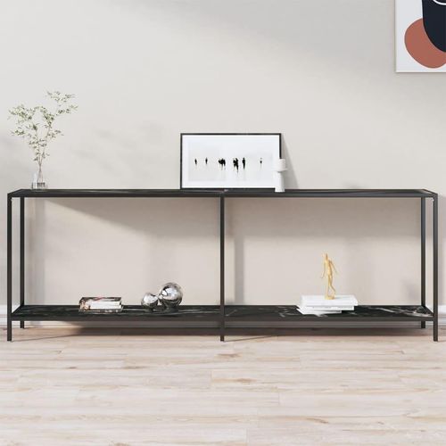 Konsolentisch 140X35X75,5 Cm Hartglas | Farbe: Marmor-Schwarz | Größe: 220 x 35 x 75.5 cm