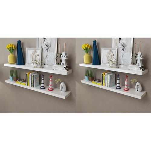 Wandregale 2 Stk. Mdf Weiß | Anzahl im Paket: 4 | Größe: 120 cm