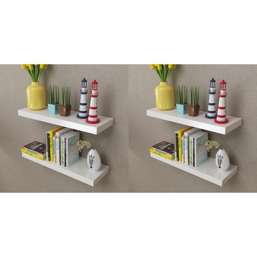 Wandregale 2 Stk. Mdf Weiß | Anzahl im Paket: 4 | Größe: 60 cm