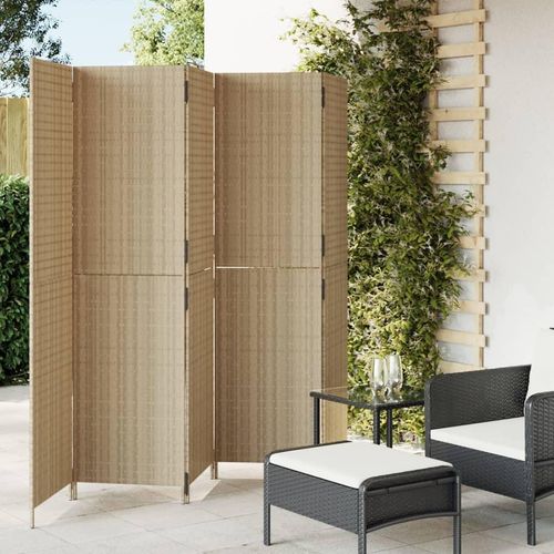 Paravent 3-Tlg. Poly Rattan Beige | Größe: 245 x 180 cm | Modell: Vollverflechtung