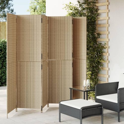 Paravent 3-Tlg. Poly Rattan Beige | Größe: 294 x 180 cm | Modell: Vollverflechtung