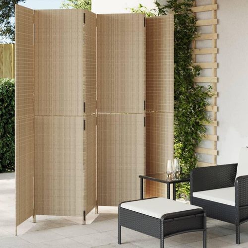 Paravent 3-Tlg. Poly Rattan Beige | Größe: 294 x 200 cm | Modell: Vollverflechtung
