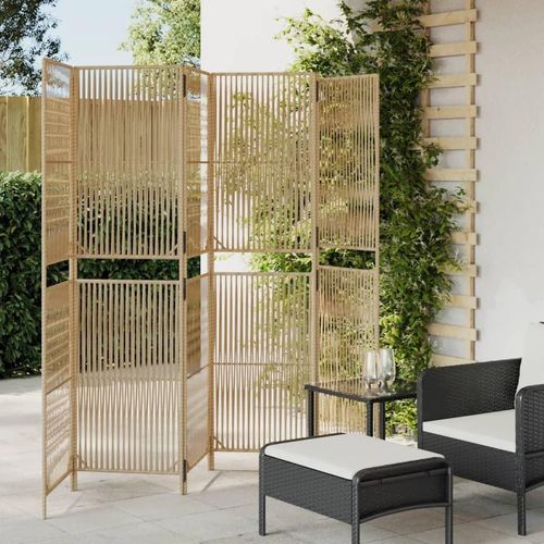 Paravent 3-Tlg. Poly Rattan Beige | Größe: 294 x 180 cm | Modell: Linie weben