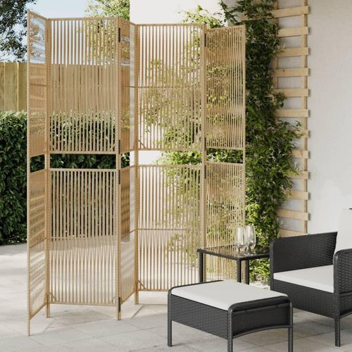 Paravent 3-Tlg. Poly Rattan Beige | Größe: 294 x 200 cm | Modell: Linie weben